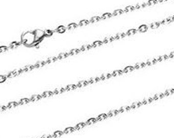 Stainless Steel Jewelry Chain Necklace Silver Tone Link Cable Chain With Lobster Claw Clasp - 20 1/8" long