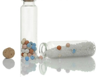 Glass Bottles Jewelry Vial Cork Stoppers Cylinder Transparent 3 1/8" x 7/8" - Pack of 3
