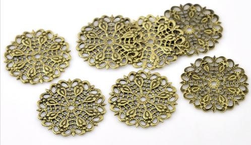 Copper Filigree Stamping Embellishments Findings Flower - Etsy