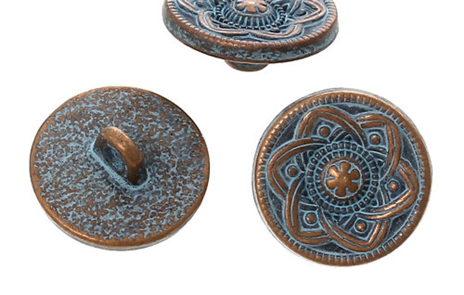 Zinc Metal Alloy Shank Button Metal Buttons Round Antique Copper Single ...
