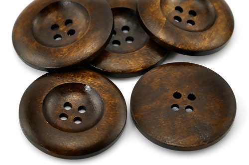 Dark Coffee 4 Holes Round Wood Sewing Button 1 3/8 Dia - Etsy
