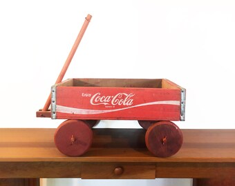 vintage coca cola wooden wagon
