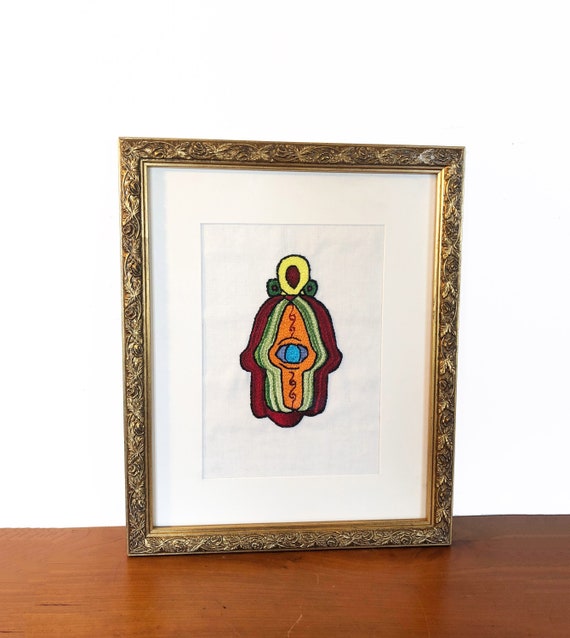 Hamsa Vibrant Mounted Embroidered Hand With Eye Framed Etsy