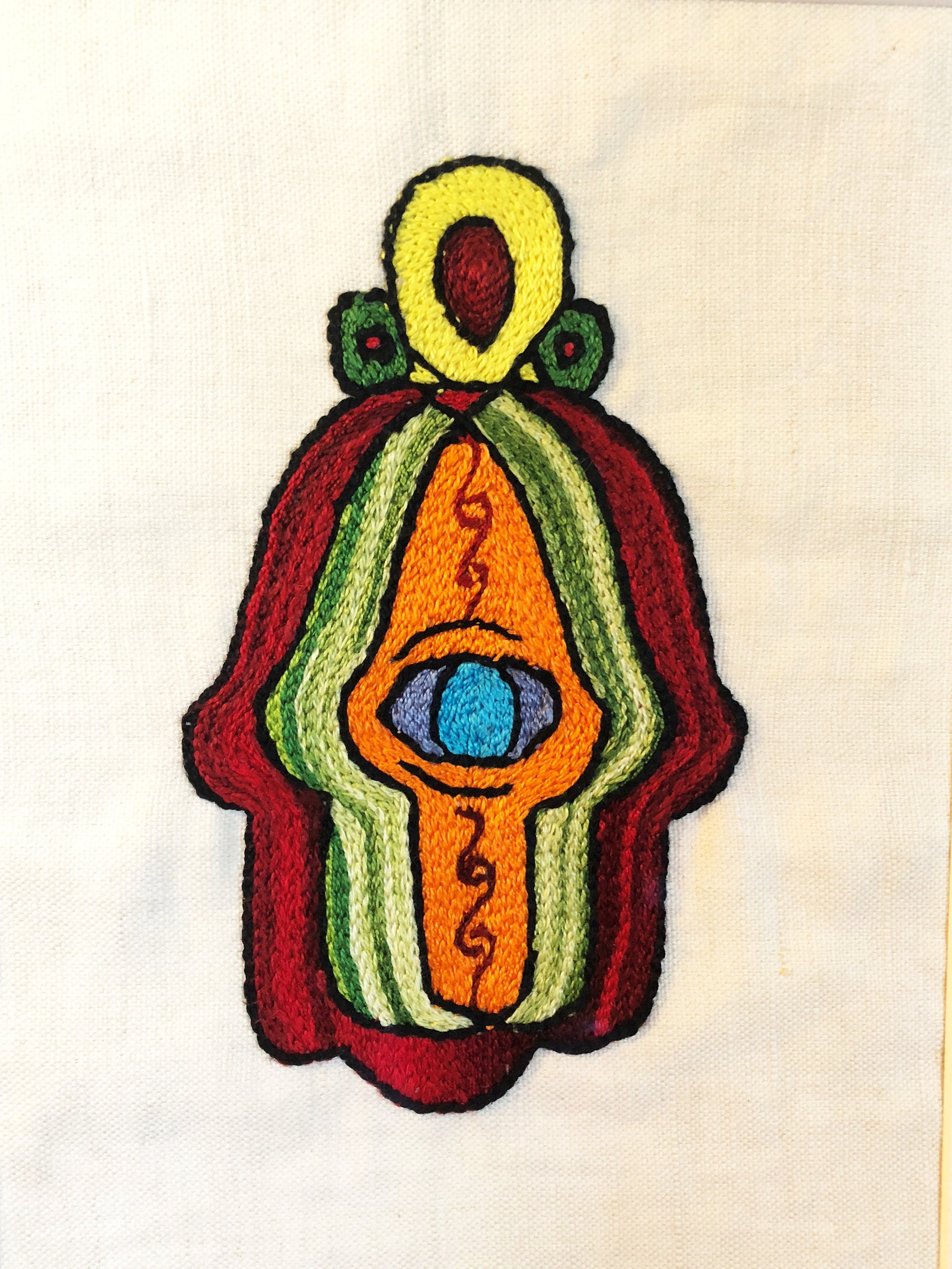 Hamsa Vibrant Mounted Embroidered Hand With Eye Framed Etsy