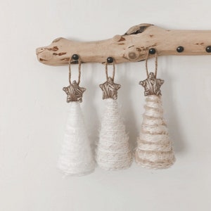 Christmas stocking tassel, Yarn tree, Christmas ornament, boho Christmas, White, Silver, Gold, Cream, Modern Christmas, Holiday gifts,