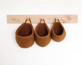 Hanging Storage Basket, Crochet Wall Hanging Basket, Hanging Storage Bag, Home Organizer, Toys Storage, House Warming Gift, Hanging basket