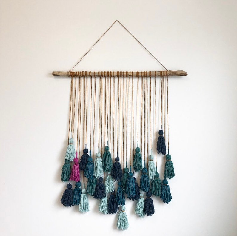 Yarn Wall Hanging Bohemian Yarn Tapestry Rainbow decor Etsy