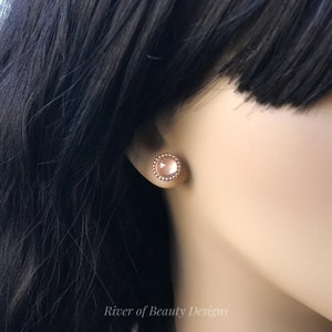 6mm Rose Quartz Studs in Gold-Filled Settings, Rose-Cut Gemstone Earrings, Gift for Young Woman image 5