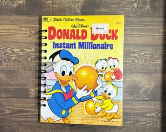 Little Golden Book Repurposed Vintage Children's Book Notebook — Donald Duck Instant Millionaire