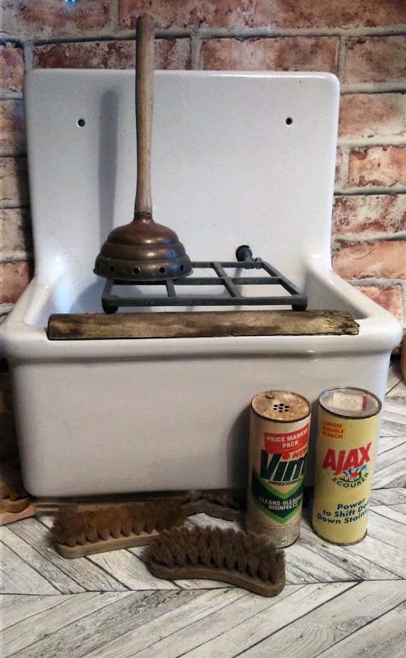 vintage utility sink .grate splashback. armitage england. for Etsy