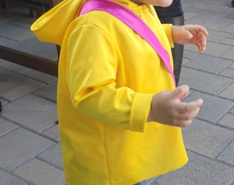 Coraline Coat inspired,  made to order, toddler dress, Halloween costume, yellow jacket