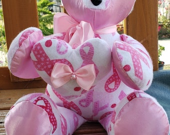 Breast Cancer Memory Bear:  Pink Ribbon Keepsake