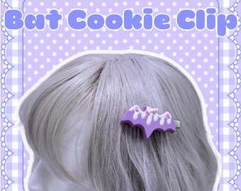 Spooky Bat Cookie Hair Accessory - Halloween Gothic Pastel Kawaii Hairclip for Goth decora lolita style