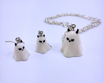 Devil Ghost Jewelry Set- Earrings and Necklace