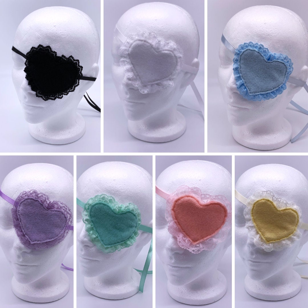 Lace Heart Eye Patch Handmade Gothic Lolita Ribbon Tie Kawaii Menhera ...