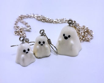 Happy Ghost Jewelry Set- Earrings and Necklace