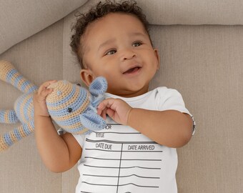 Library Due Date Card Graphic© Baby Bodysuit - Unique Bookish Baby Shower Gift For Your Favorite Librarian and Teacher