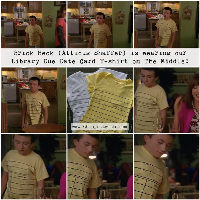 Kids Youth Yellow Library Due Date Card Graphic© T-shirt  image 2