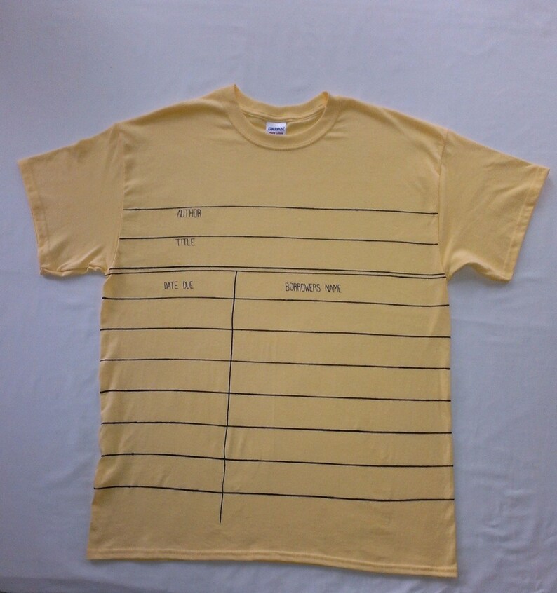 Kids Youth Yellow Library Due Date Card Graphic© T-shirt  image 1