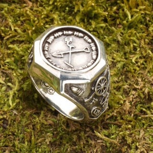 Sterling Silver Gents Treasure Hunting / Metal Detecting Ring - free sizing