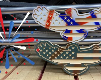 Custom Painted Flying Eagle: Patriotic Man Cave Wall Decor