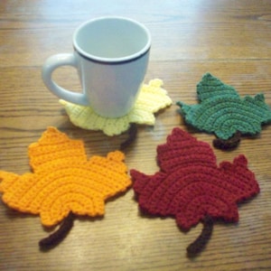 Sous-verres à l&#39;érable crochetés à la main / Décorations - Ensemble de 4