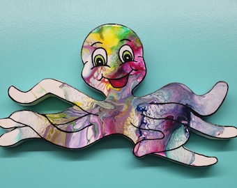 Octopus Wall Decor,Octopus Wall Art Wood,Nautical Decor, Children's Wall Decor, Beach Wall Decor, Bathroom Wall Decor,Coastal decor