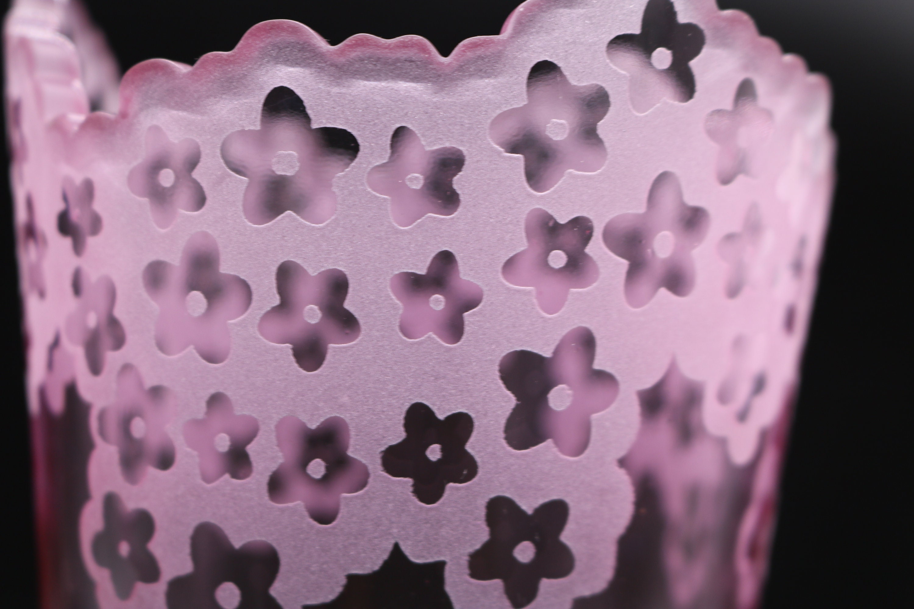 Galway Pink Irish Crystal Vasescalloped Edgeetched Florals Etsy