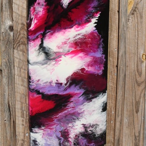Original Art/Black, Magenta, Purple, and White Resin Art- 12&quot; x 24&quot;--&quot;Black Lightening&quot;