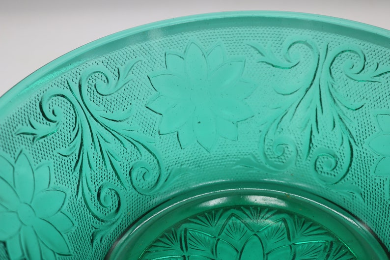 Tiara Sandwich Indiana Glass Spruce Green Teal 8 Round Etsy