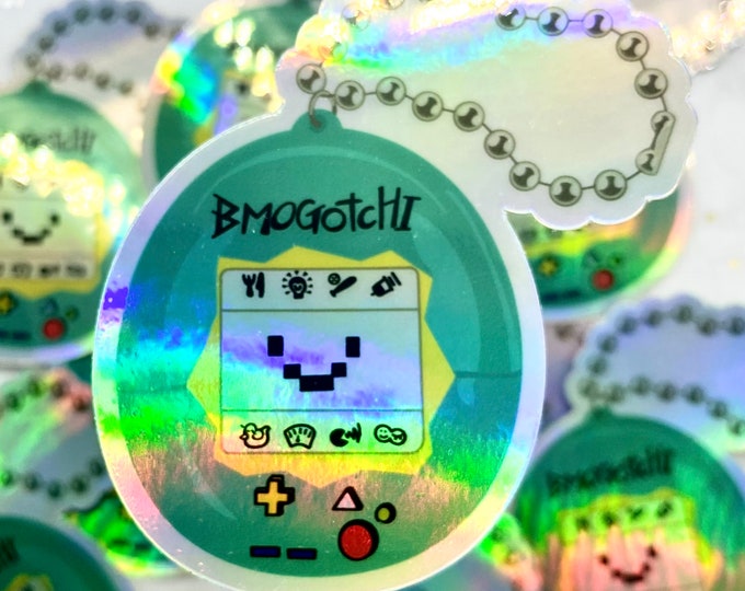 Adventure time BMO tamagotchi holographic sticker