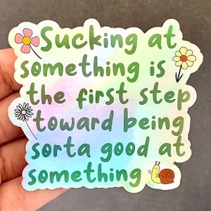 Adventure Time Quote Sucking at something Jake the Dog Holographic sticker