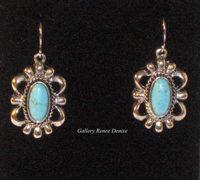Faux Turquoise Earrings Dangle Western Southwestern Vintage Etsy UK