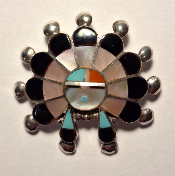 Eye Catching Vintage Native American Zuni Blue Gem Turquoise Sterling Silver Tie Tack Eye Catching Vintage Native American Zuni Blue Gem Turquoise Sterling Silver Tie Tack