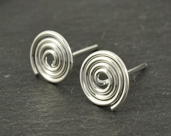 Spiral Sterling Silver Wire Stud Earrings | Simple Earrings | Minimalist Jewellery | Everyday Earrings