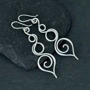 Long Sterling Silver Earrings | Spiral Earrings | Statement Silver Earrings | Swirl Silver Earrings | Dangle Earrings | Handcrafted Earrings