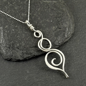 Sterling Silver Long Pendant | Silver Spiral Necklace | Twist Pendant | Teardrop Pendant