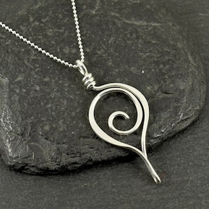 Sterling Silver Spiral Pendant | Silver Teardrop Necklace | Twist Pendant | Teardrop Pendant | 925 Silver Pendant