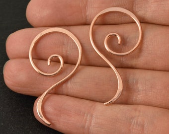 Hammered Copper Spiral Threader Earrings | Long Threader Earrings | Swirl Copper Wire Earrings | Minimalist Earrings | Wire Wrap Earrings
