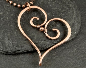 Copper Heart Necklace | Copper Wire Wrap Pendant | Heart Necklace | Heart Pendant | Artisan Necklace