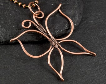 Butterfly Necklace | Copper Wire Butterfly Pendant | Copper Wire Wrap Pendant | Boho Necklace | Butterfly Pendant