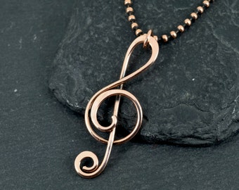 Collier en cuivre Treble Clef | Pendentif De note de musique | | de bijoux musicaux | de cadeaux de musique Musicien | Pendentif mélomane