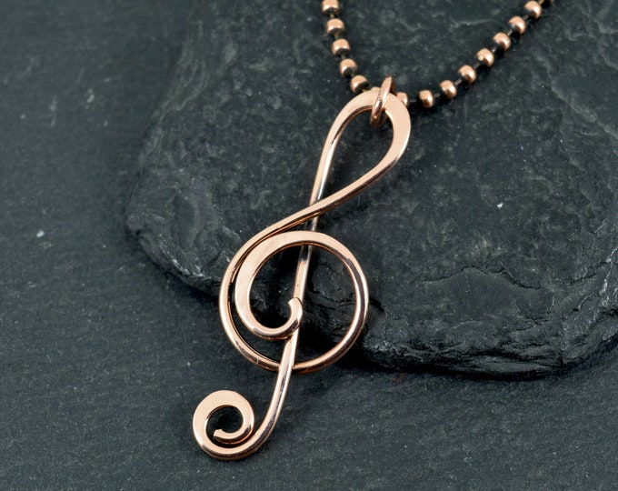 Treble Clef Copper Necklace | Music Note Pendant | Music Jewellery | Music Gift | Musician | Music Lover Pendant