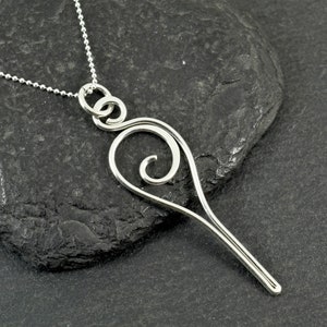 Sterling Silver Long Teardrop Pendant Silver Spiral Necklace Silver ...