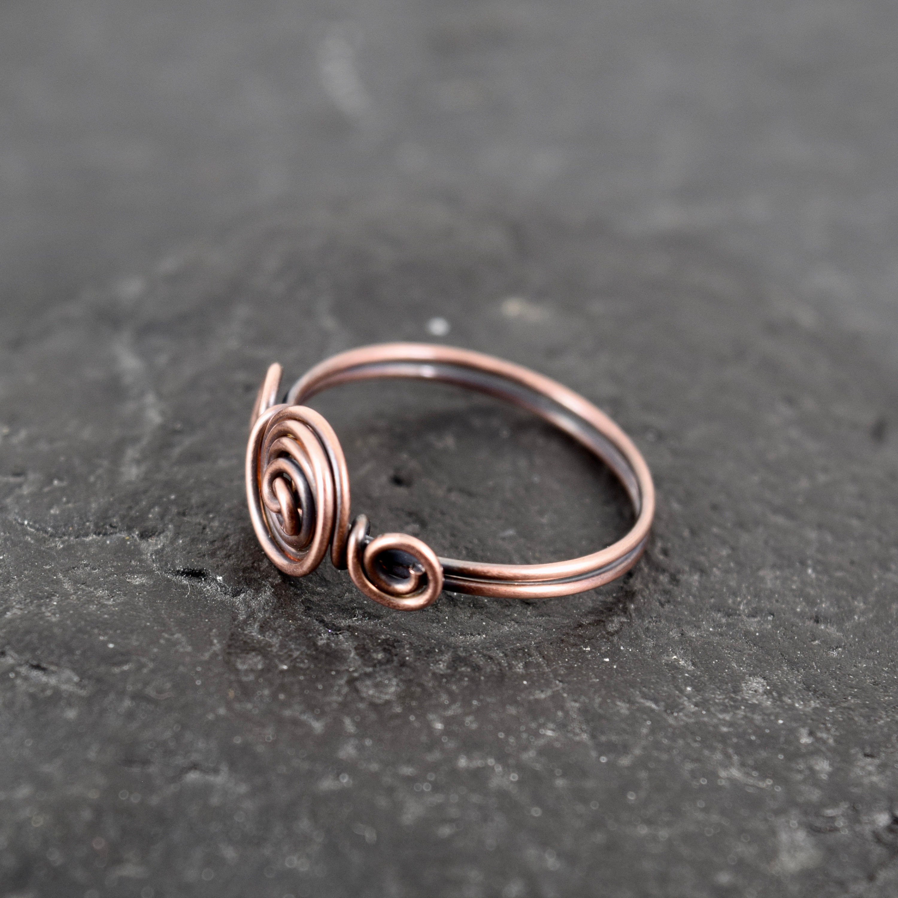 Copper Spiral Ring Patinated Copper Ring Minimalistic Ring - Etsy