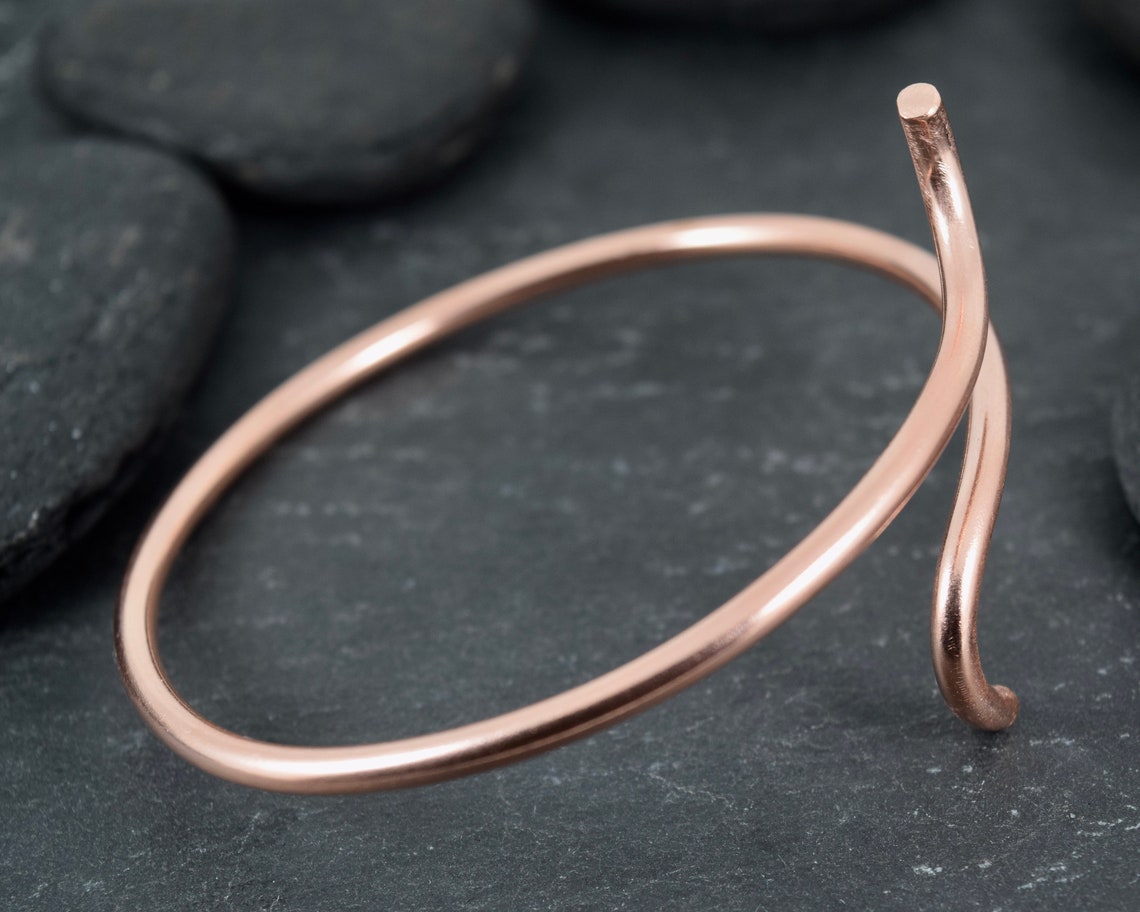 Raw Copper Wire Bangle Simple Minimalist Bangle Raw Copper Etsy UK