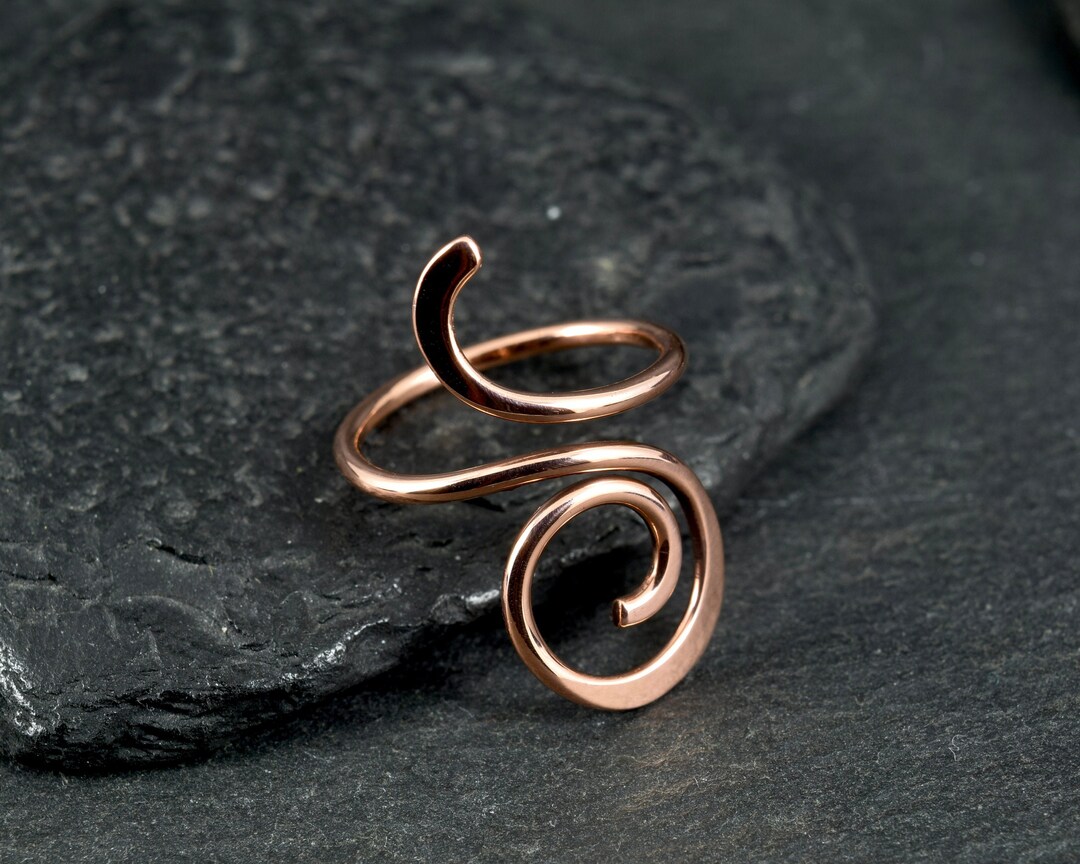 Copper Spiral Ring Patinated Copper Ring Minimalistic Ring Copper Wire ...