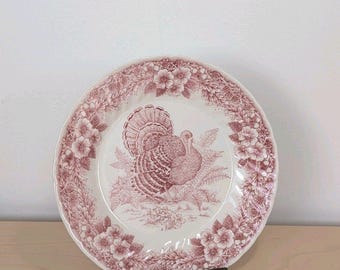 Queen's Myott Thanksgiving Turkey Dinner Plate 10" Red/Pink