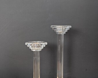 Vintage Toscany Crystal Art Deco Candlestick Pair