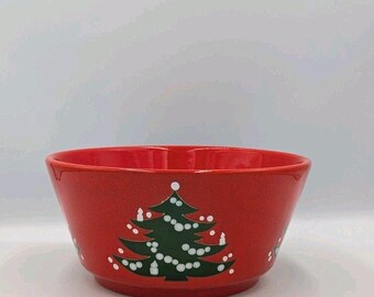 Waechtersbach Germany Christmas Tree 9" Red Serving Bowl
